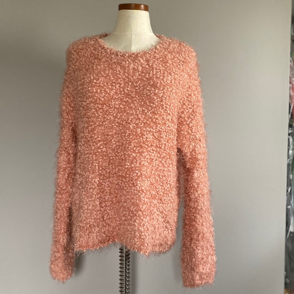 En Creme Pink Popcorn Crewneck Sweater Size S